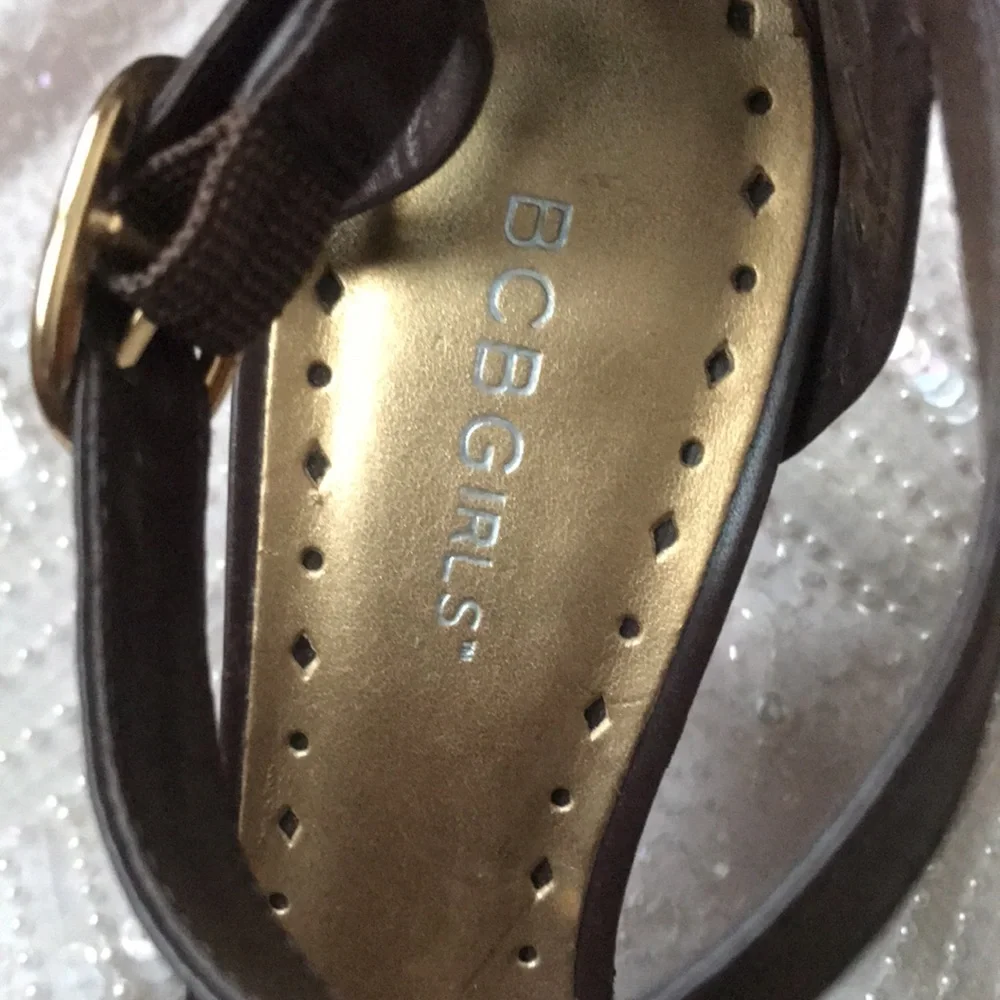 BCBG sexy high heel brown sandals size 9